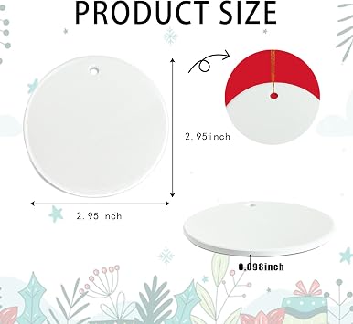 UJL Sublimation Blanks Ornament Sublimation Christmas Ornament Blanks White Ceramic Ornaments 12Pcs Christmas Tree Decorations for DIY Personalized Ornaments
