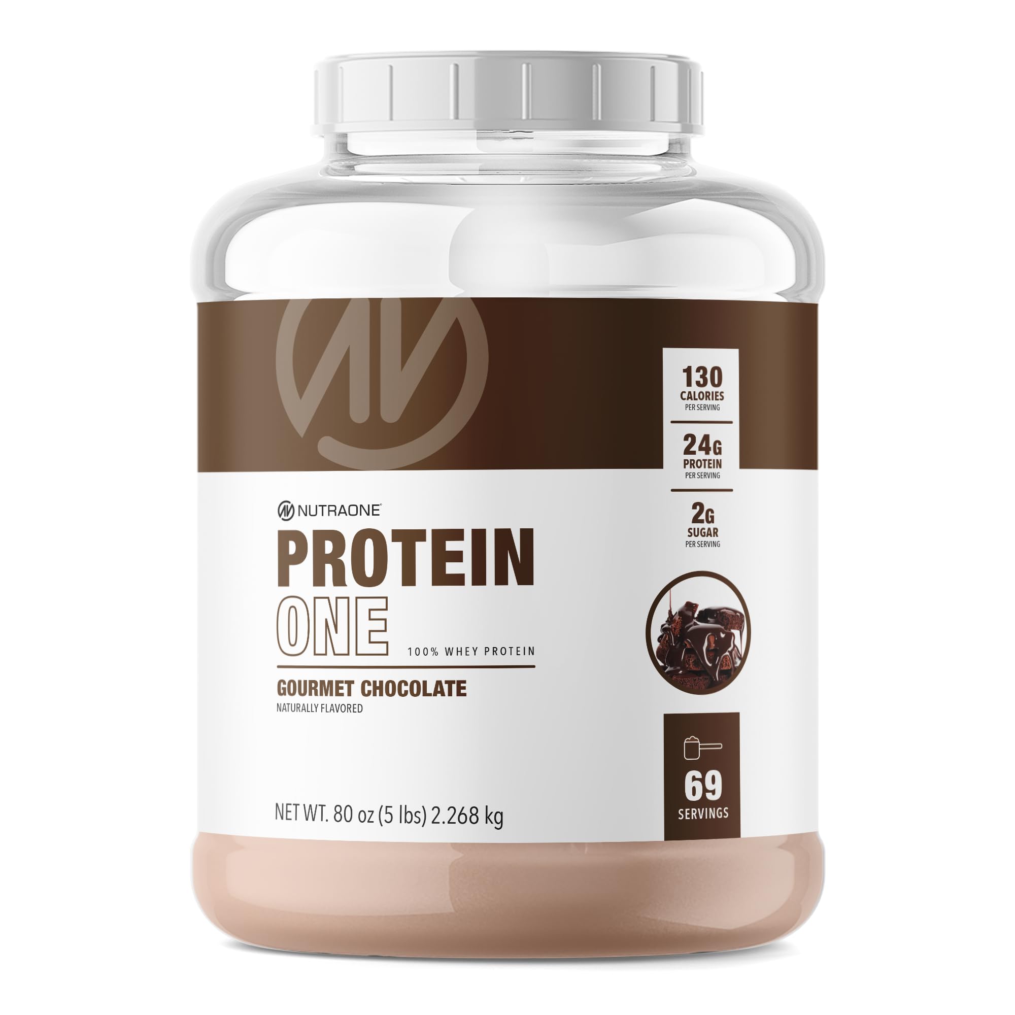 NutraOne ProteinOne Whey Protein Promote Recovery and Build Muscle with a Protein Shake Powder for Men & Women (Gourmet Chocolate, 5 LB)