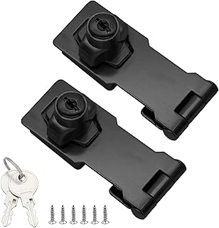 Bonsicoky 2Pcs Keyed Hasp Locks, 2.5 Inch Zinc Alloy Twist Knob Keyed Locking Hasp, Cabinet Safety Hasp Latches for Small Doors, Cabinets, Desks (Black, Different Keys)