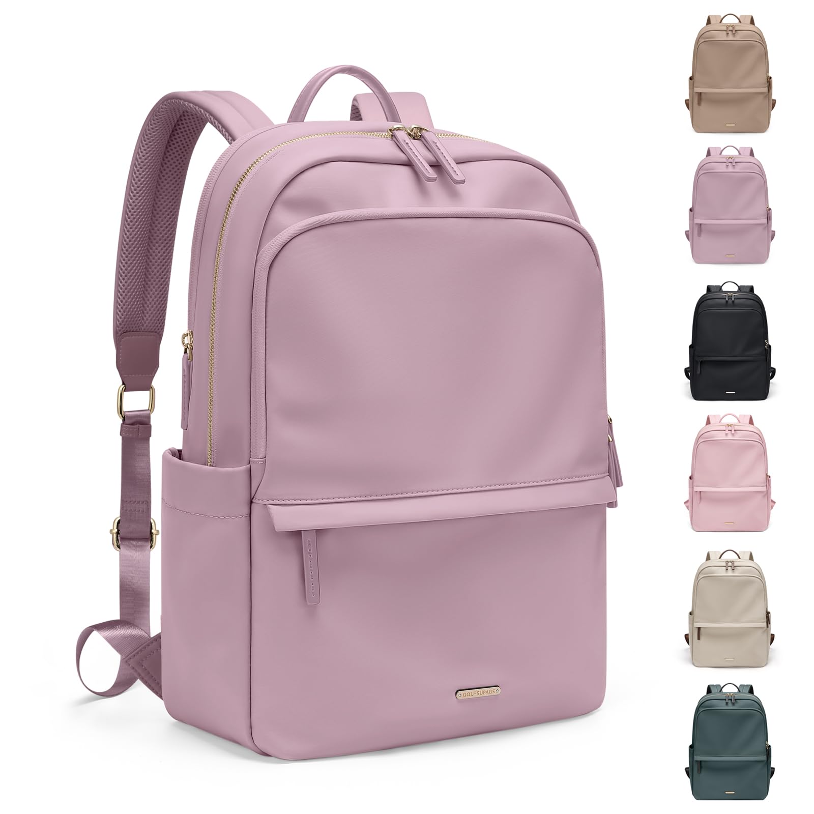 GOLF SUPAGS Women Laptop Backpack Casual Daypack for Work Travel College Backpack Purse Fits 15.6 Inch Notebook (Pinkish Purple)
