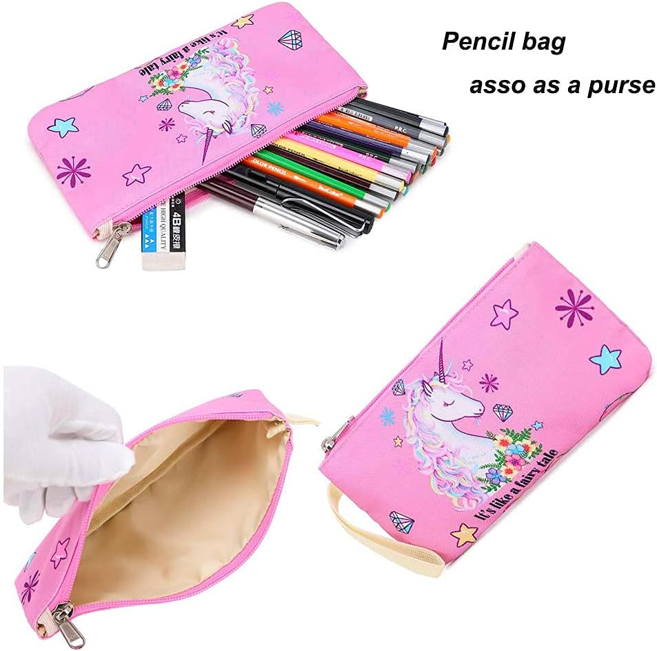 Girls Backpack for Kids Elementary Bookbag Girly School Bag with Insulated Lunch Tote and Pencil Pouch for Children (Light Pink - 3 Pices): Clothing, Shoes & Jewelry