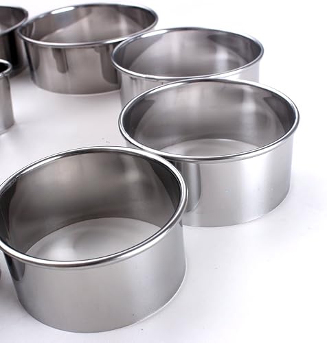 Miniatura 4 de HAZOULEN Juego de cortadores redondos de galletas de acero inoxidable en lata de almacenamiento, varios tamaños, 11 piezas