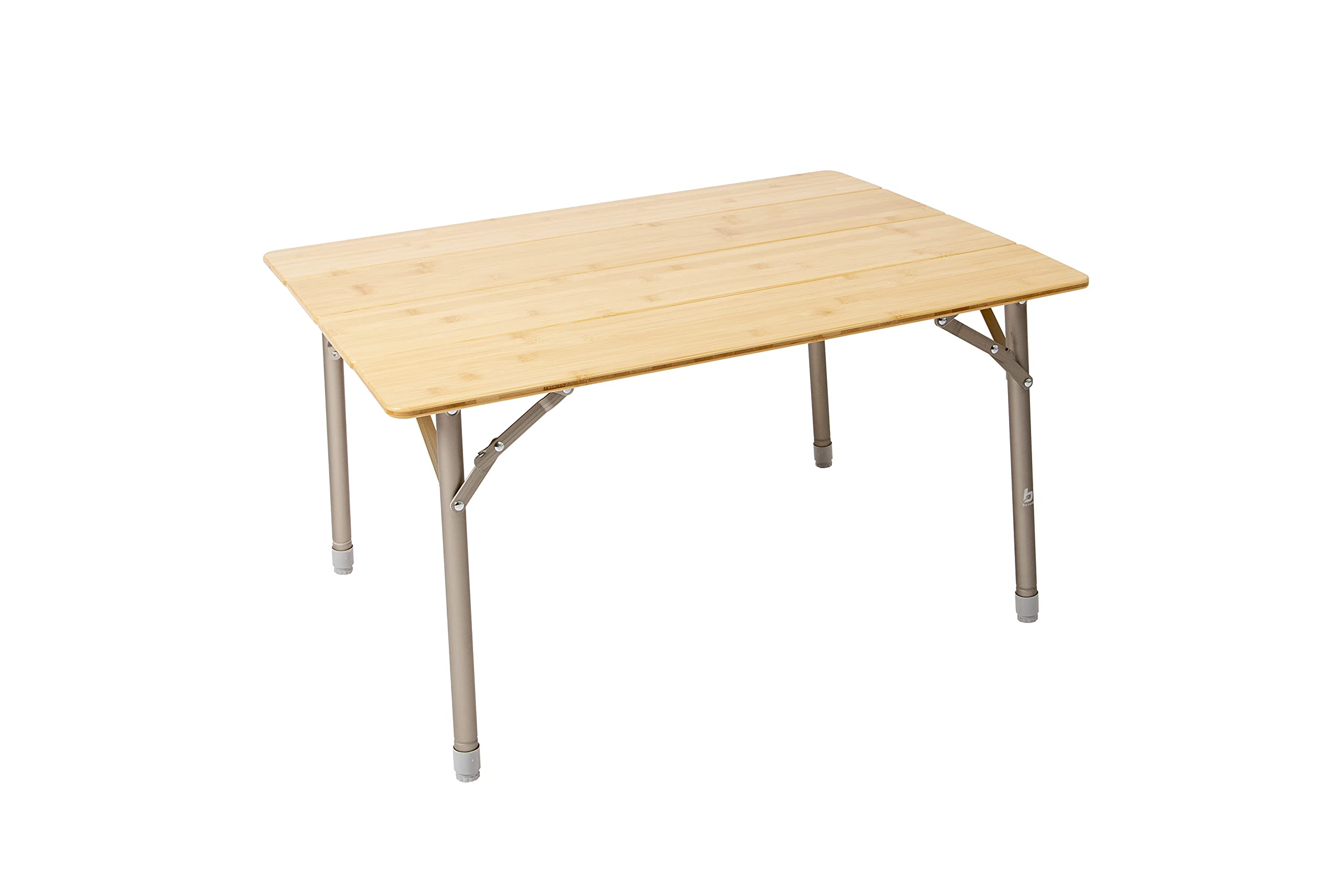 BO-Camp Urban Outdoor Campingtisch Klapptisch Garten Tisch Falttisch Höhenverstellbar Klappbar Alu Bambus Holz 60 x 80 cm, Natur, Braun