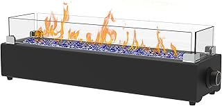 28-inch Table Top Propane Fire Pit, 40,000 BTU Tabletop Firepit for Patio, Outdoor Portable Rectangular Fire Bowl w/Wind G...