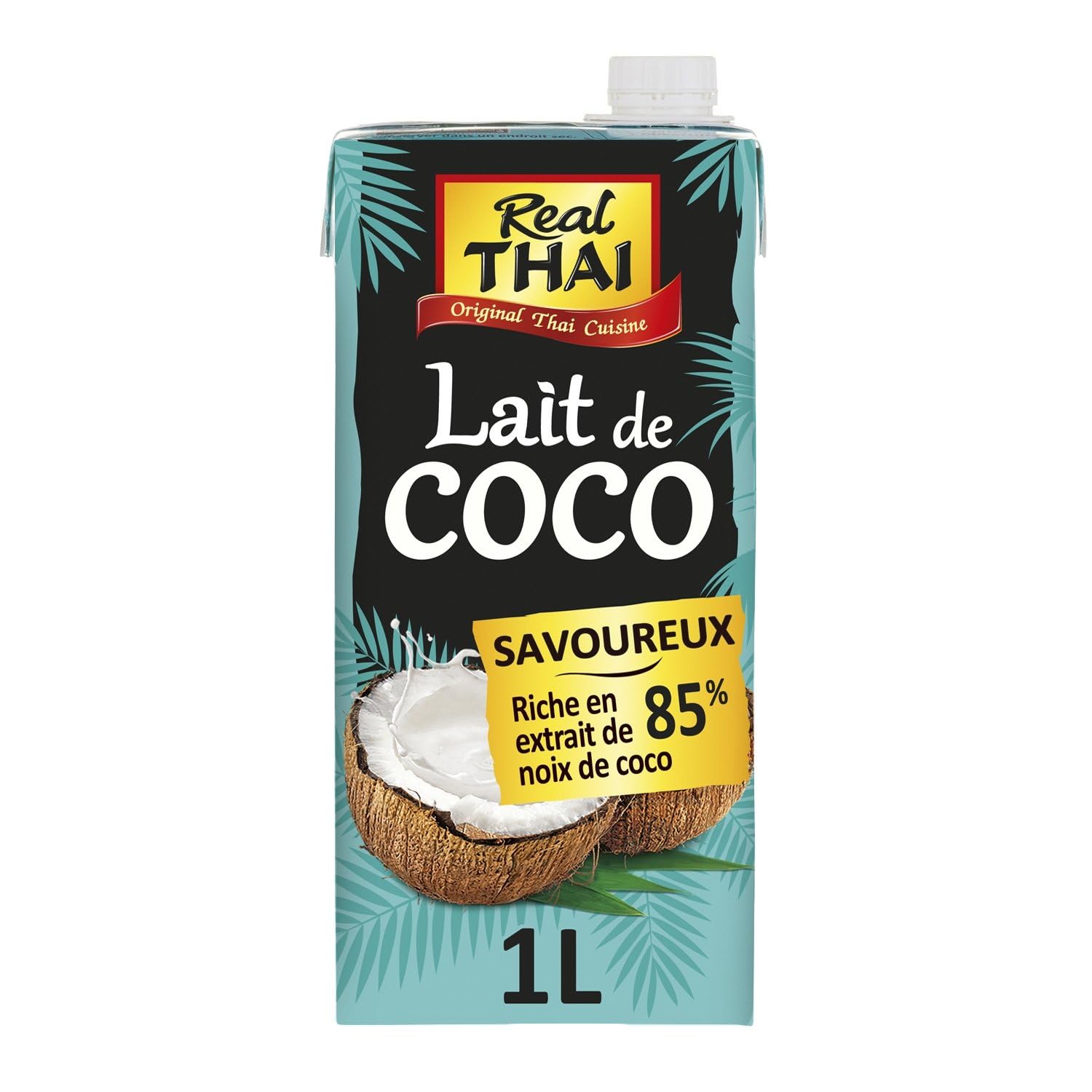 REAL THAI – Lait de Coco Naturel 85 % Crémeux et Sans Additifs, Idéal Cuisine Exotique (1L) - Lot de 3 - vendu par Lot