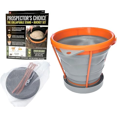 SE 10L Collapsible Bucket with Stand - Lightweight, Portable, 30LB Capacity, Easy Assembly, Ideal for Outdoor, Camping, Gardening - Includes Mesh Storage Bag - Compatible with SE Sifting Pans Cover