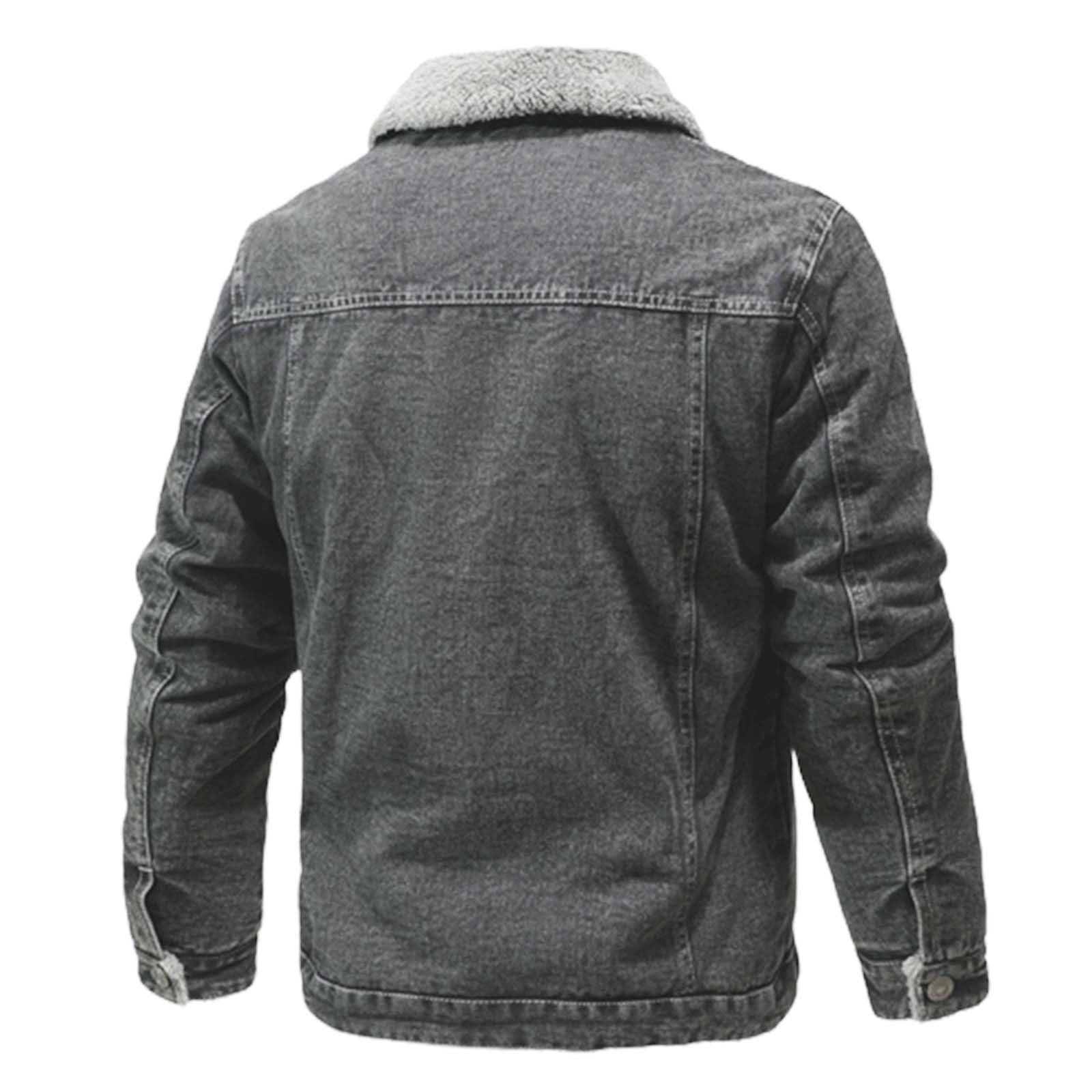 Chaqueta vaquera para hombre con piel, chaqueta de invierno cálida con forro polar, chaqueta vaquera, chaqueta de exterior, chaqueta de entretiempo, chaqueta de mezclilla vintage, chaqueta