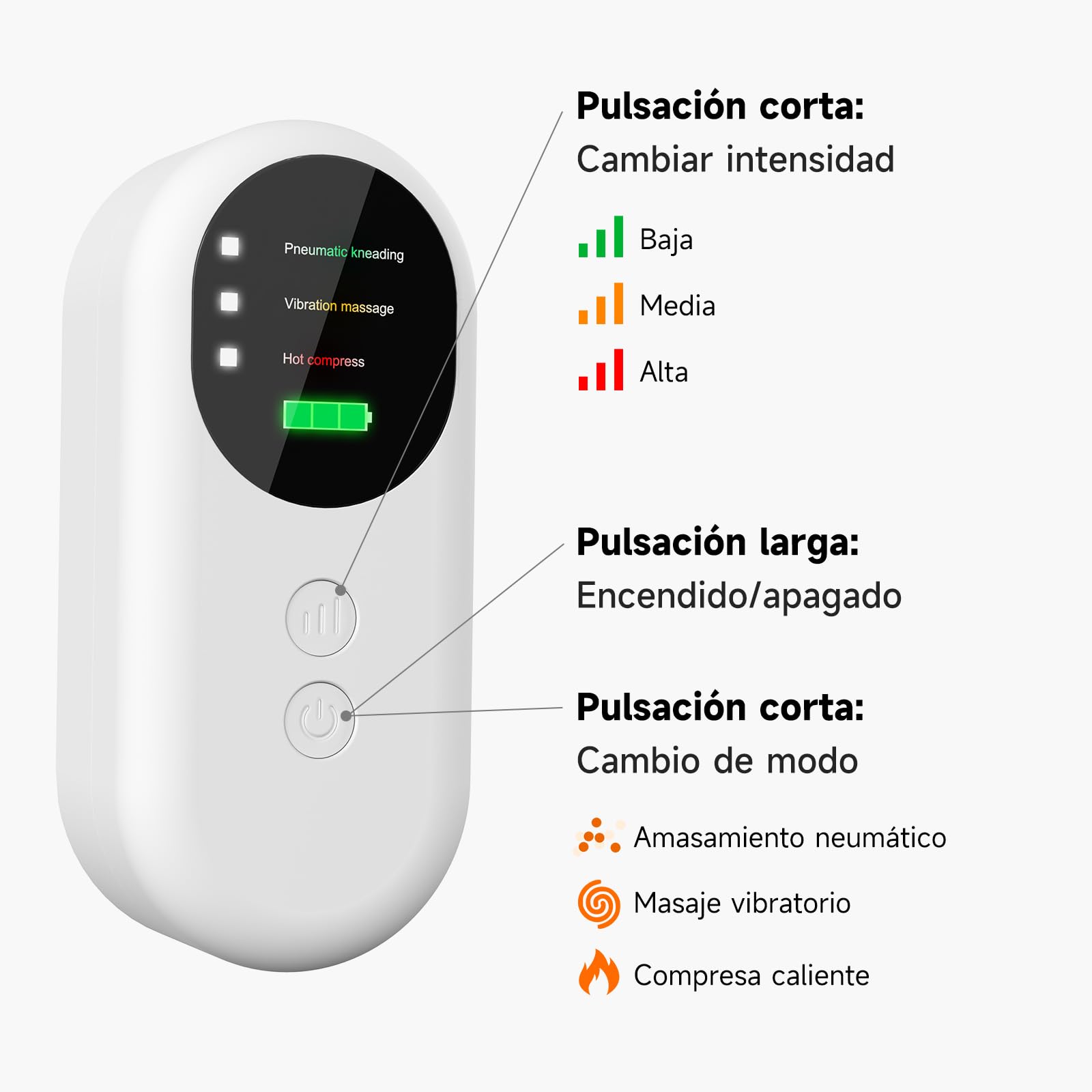 Masajeador de Piernas con CalefaccióN y CompresióN de Aire | Masajeador InaláMbrico para Pantorrillas, Masajeador de pies 3 Modos | 3 Intensidades | Recargable | Tamaño Ajustable