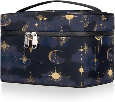 Makeup Bag Cosmetic Bags, Moon Star Large Capacity Travel Makeup Organizer Case, Night Sky Portable Toiletry Bag for Women Makeup Brush Bag Storage Bag