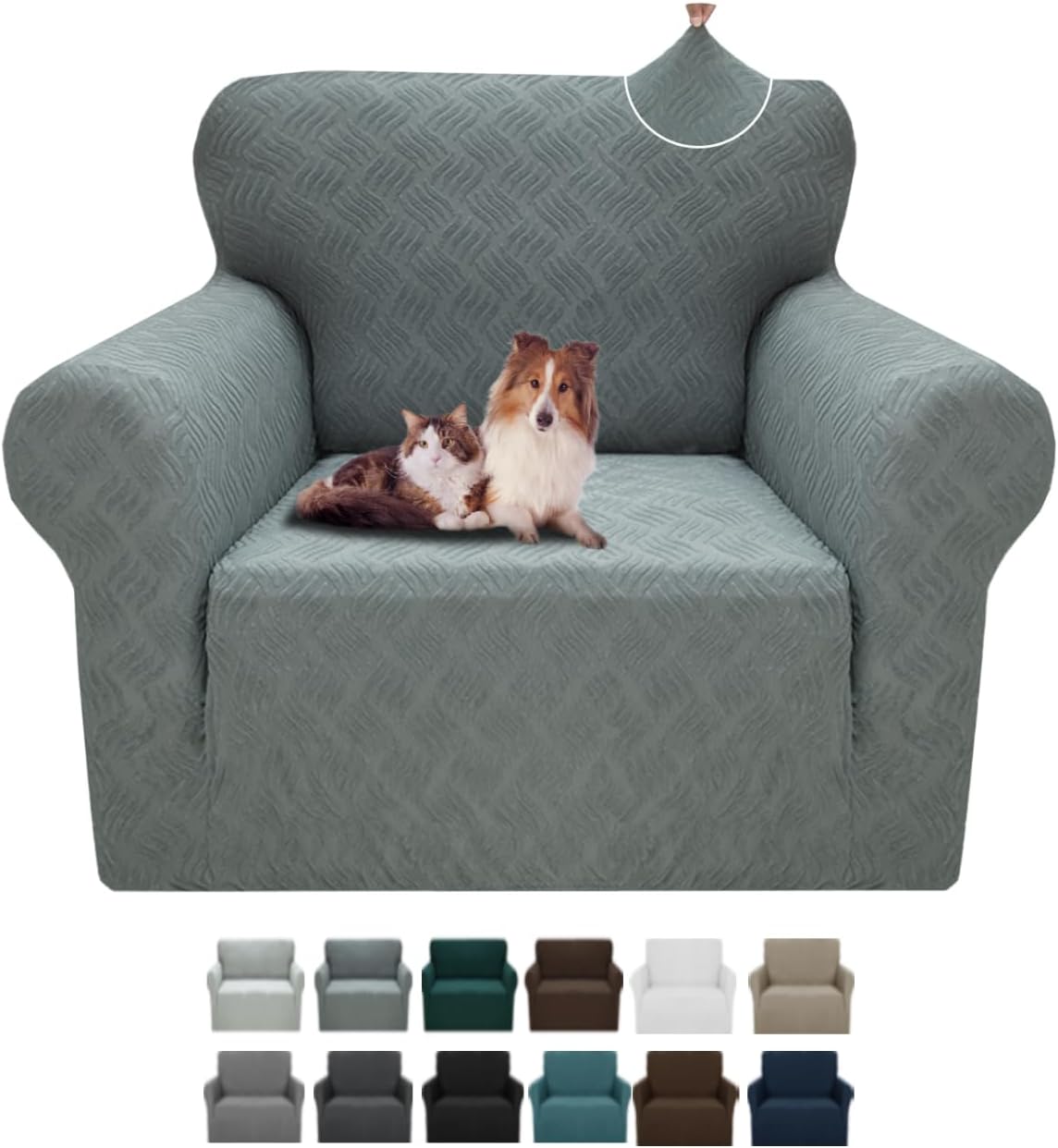 JIVINER 1 Piece Willow Leaf Pattern Chair Slipcover Stretch