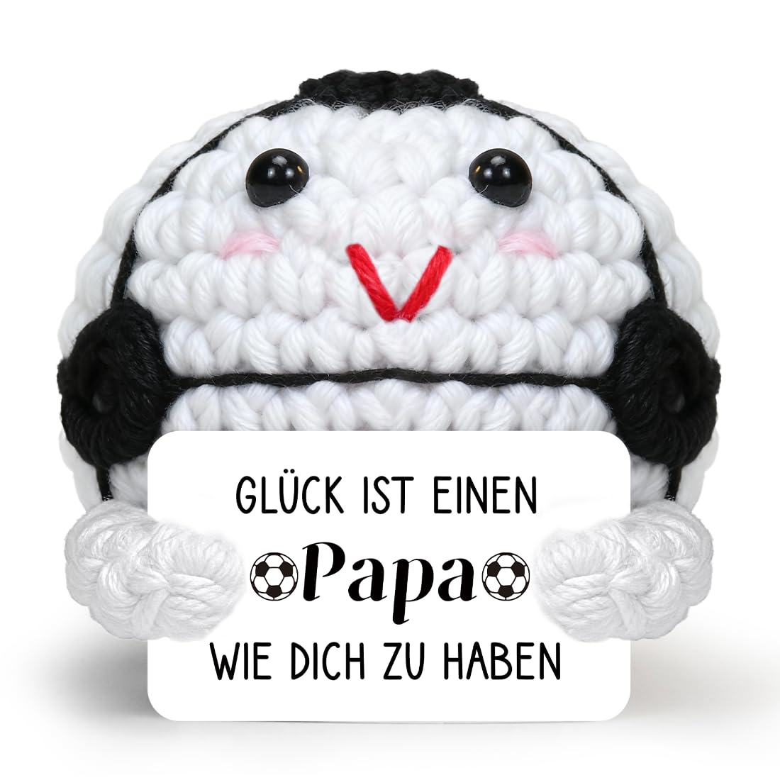 Positive Fußball Geschenke für Papa, Pocket Hug Fußball, Lustige Geschenke Papa, Gehäkelte Glücksbringer, Geschenk für Geburtstag Vatertag Weihnachten Neujahr