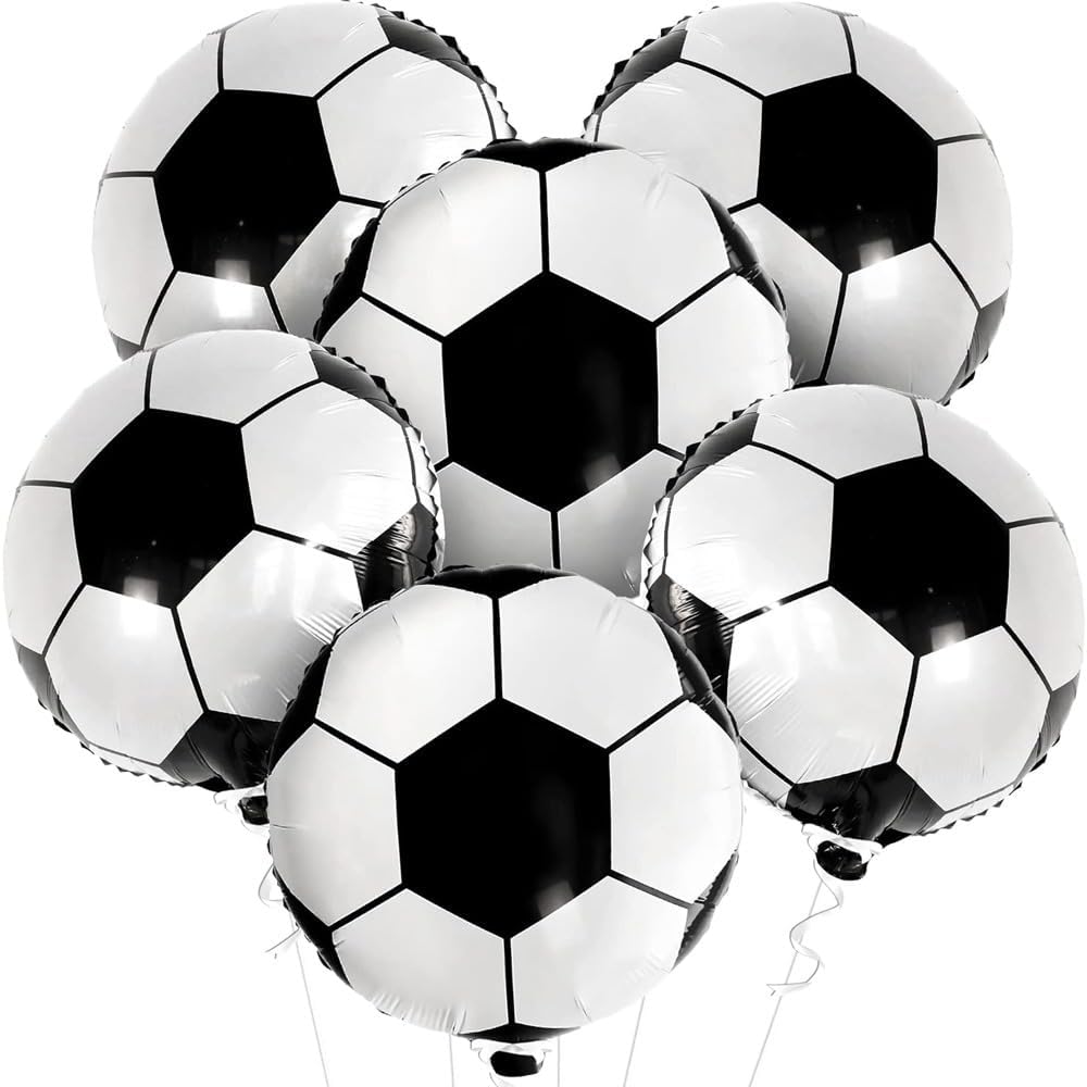Football Foil Balloons For Birthday Decoration - Set of 5 Pcs (18 inch) Football Balloon For Decor | Football Theme Decoration | Foil Balloons For Decorations, Multicolor