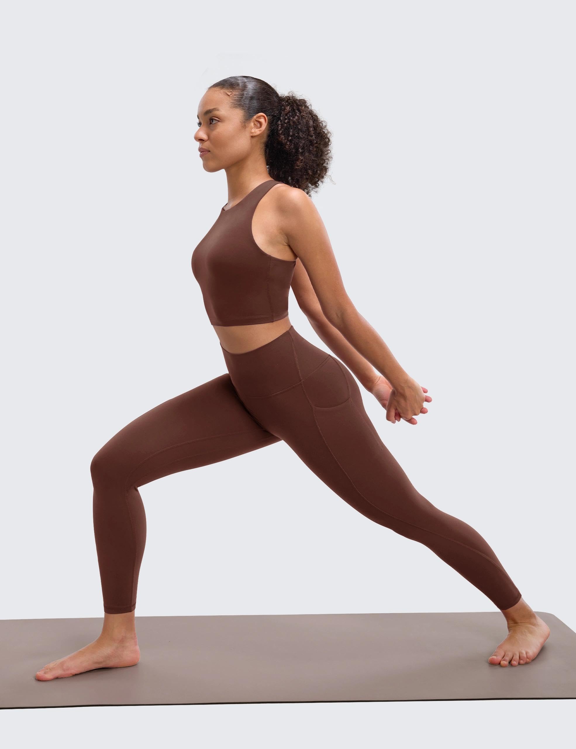 BAYDI Clouduxi Leggings da donna con tasche, a vita alta, 63,5 cm, per allenamento, palestra, yoga