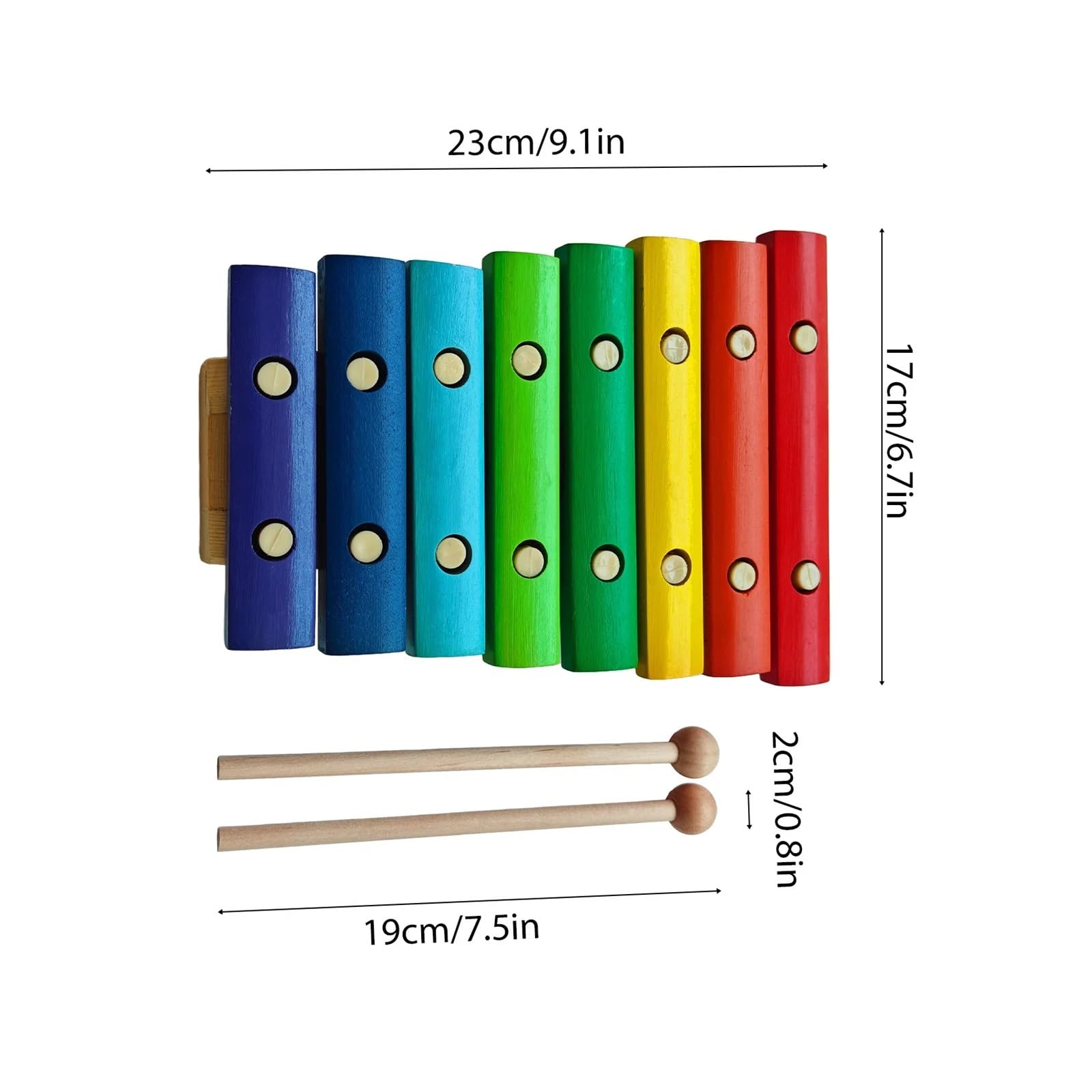 8 Notes Wooden Xylophone with 2 Mallets | Strumento musicale