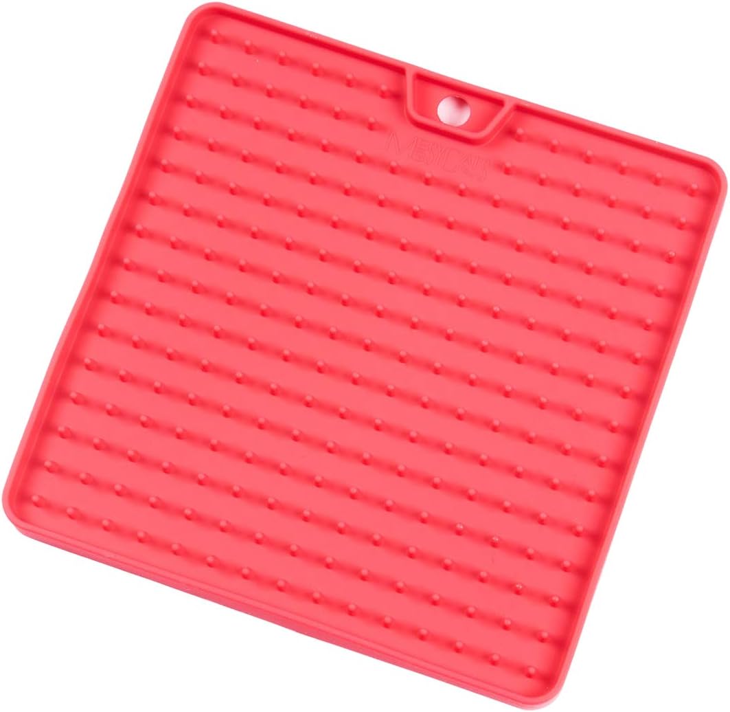 Messy CatsSilicone Reversible Interactive Feeding and Licking Mat, 5.5" x 5.5", Watermelon