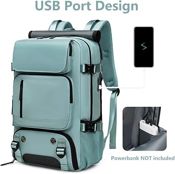 Travel Backpack for Women Men Carry On Backpack fits 16 Laptop Waterproof Convertible Backpack with Shoe Compartment (Green)