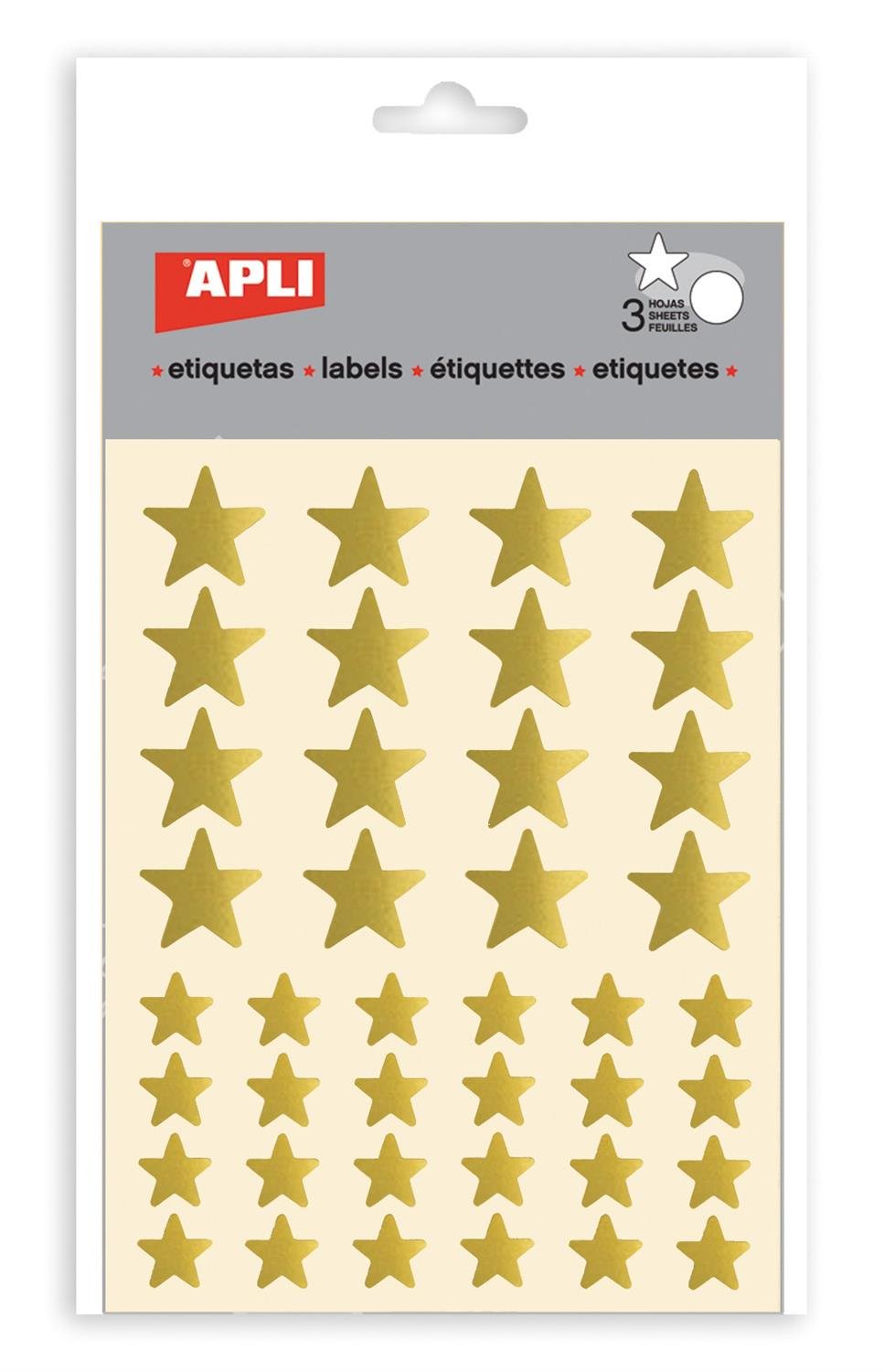 APLI Stickers – Star Gold – 3 Sheets APLI