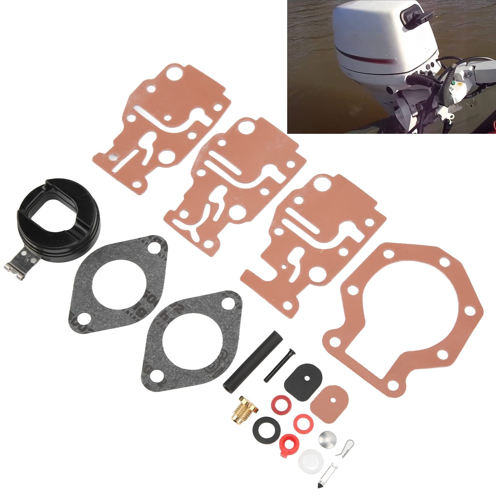 Carburetor Rebuild Kit, 20Pcs for Johnson Evinrude 6Hp 8Hp Carburetor Repair Kit 0439073 Metal ABS Rubber Wear Resistant