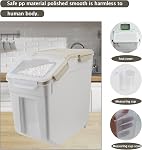Grand conteneur de stockage de farine Conteneurs hermétiques de stockage du riz avec roues fermeture de joint, BPA Gratuit avec la coupe de mesure & Pâtes de farine, riz, céréales (gris, 4PCS 25LB)