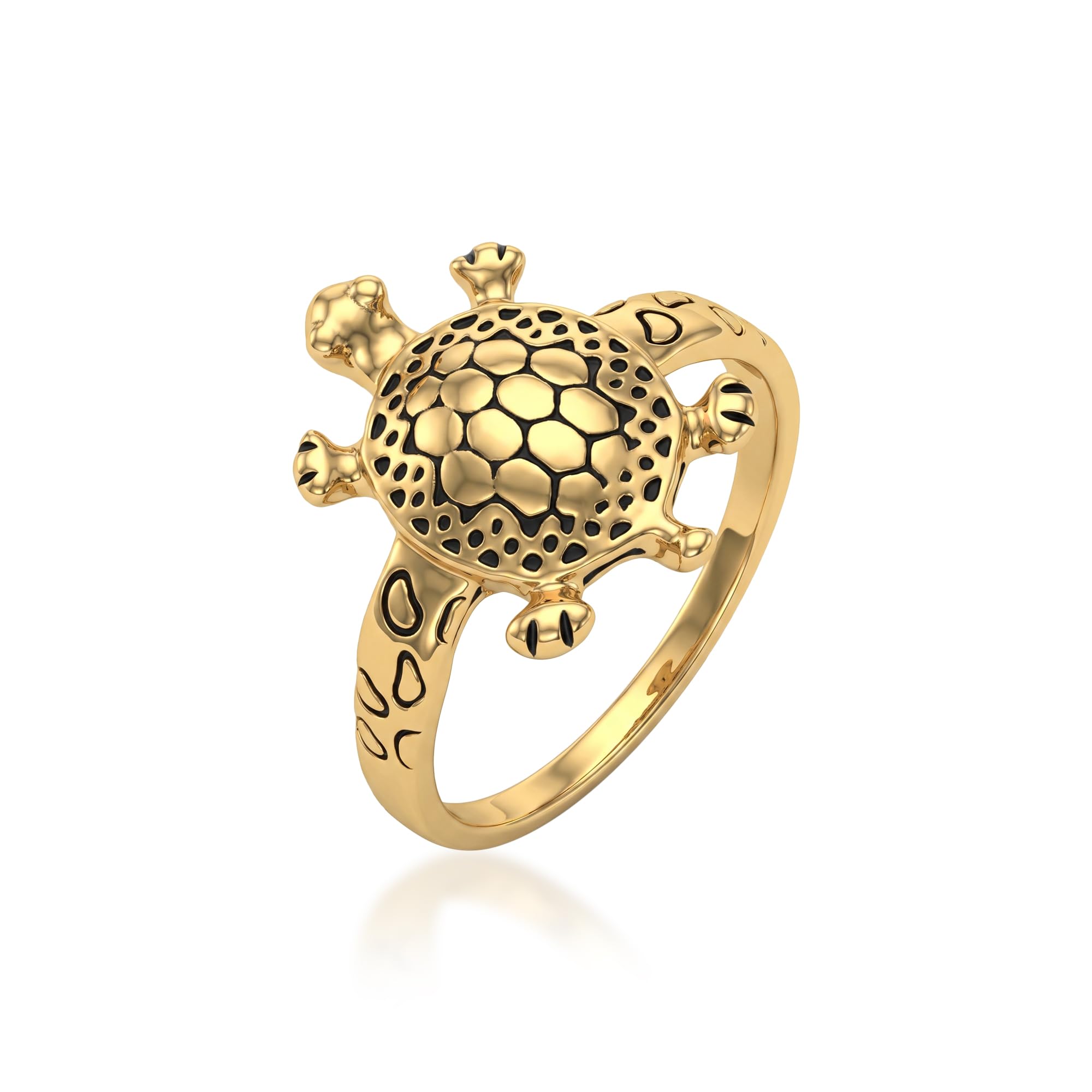yellow Plated Tortoise Ring for Men and Women - Enamelled Kachua Finger Ring - Vastu Feng Shui Good Luck Wealth Astrology Jewelry Gift(ACOR0278)-picture-40