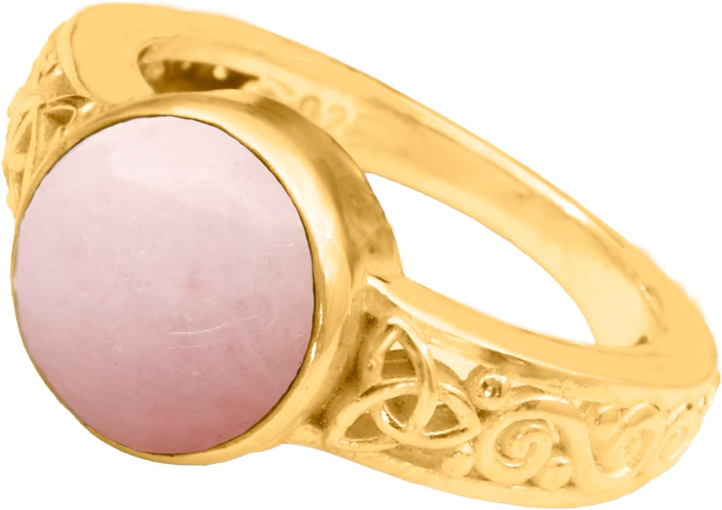 Natural Amazonite Crystal Ring 24K Gold Vermeil 925 Sterling Silver Round Solitaire Gemstone Dainty Perseverance Crystal Virgo Wealth Statement Ring Handmade Turkish Fine Jewelry