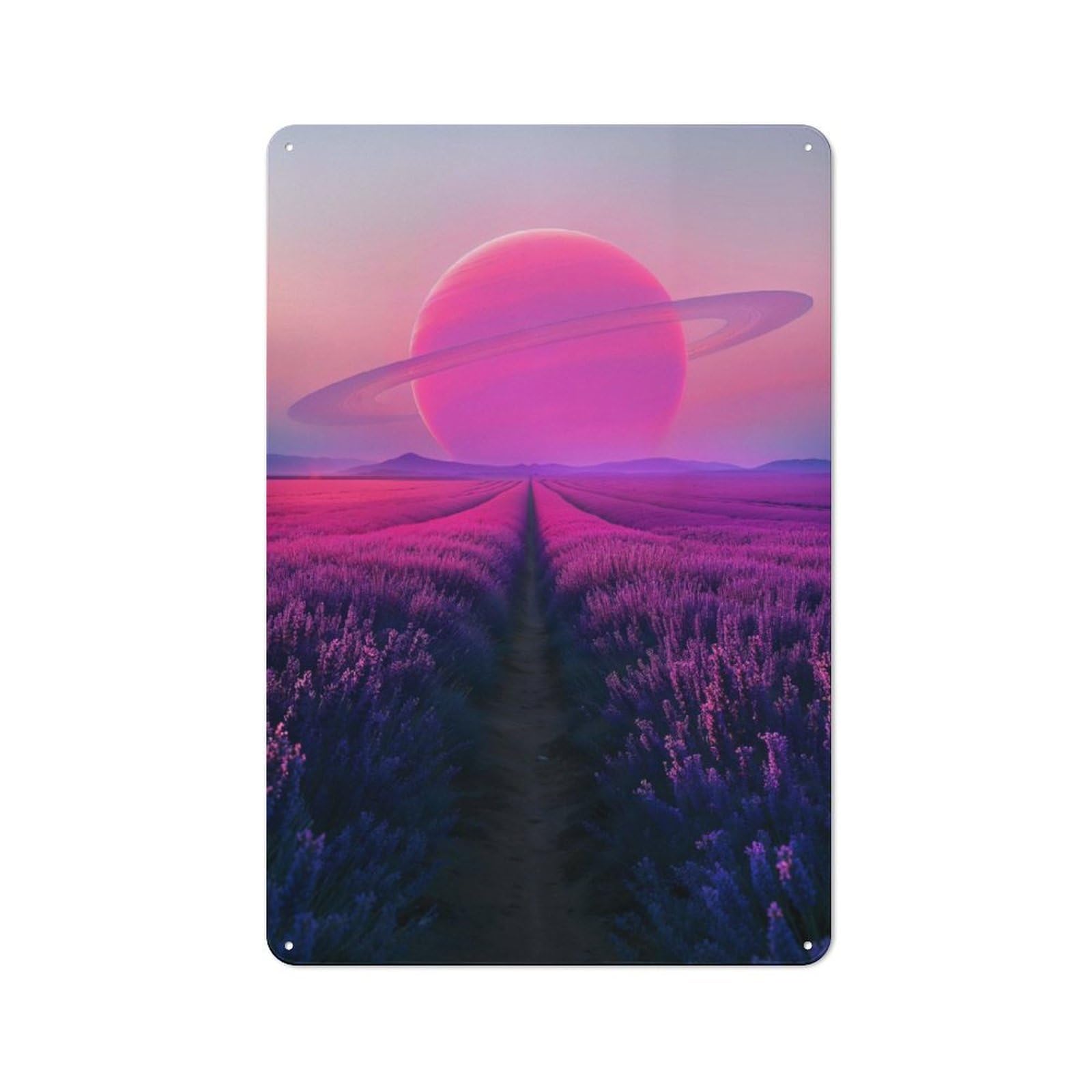 Junmoney Purple Fields Of Eternity For Lounge Or Reading Corner, Rustic Tin Sign 30X20cm, For Home Interiors, Feature Walls And Decorative Displays