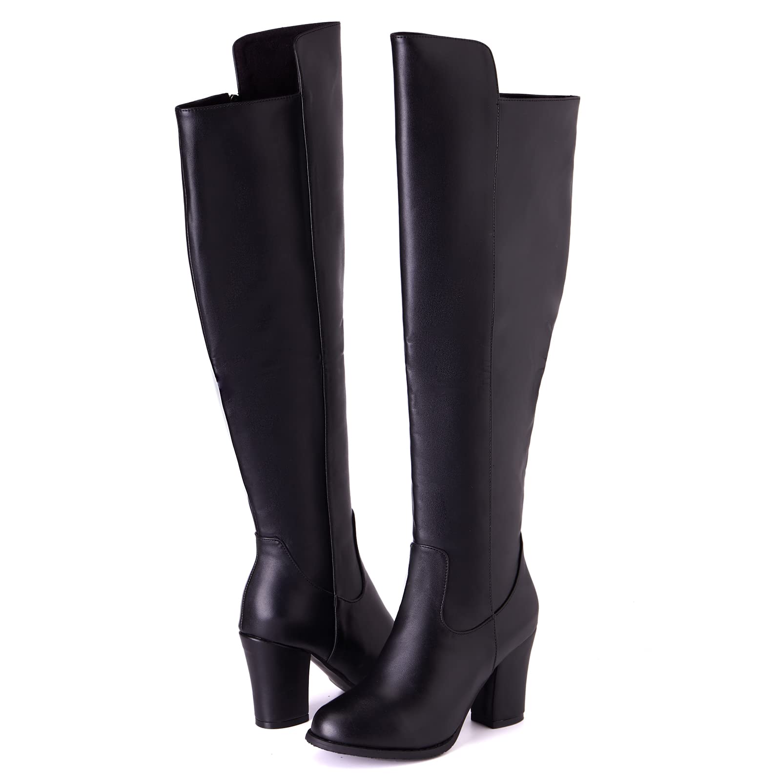 Lizoleor Damänner Elegant Overknees Winter Lang Stiefel Blockabsatz