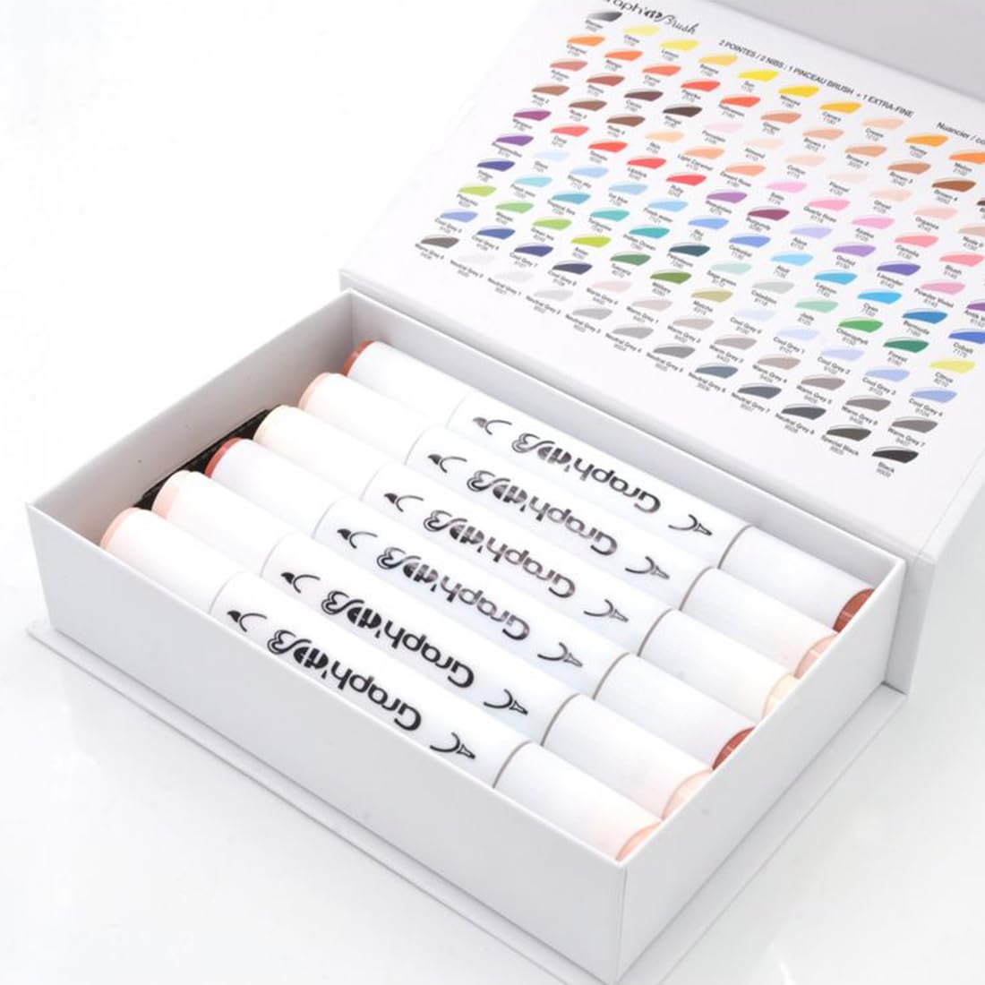 GRAPH'IT Brush Marker Set de 12 rotuladores de alcohol de doble punta para dibujo de manga e ilustración, punta extra fina y pincel - Set People