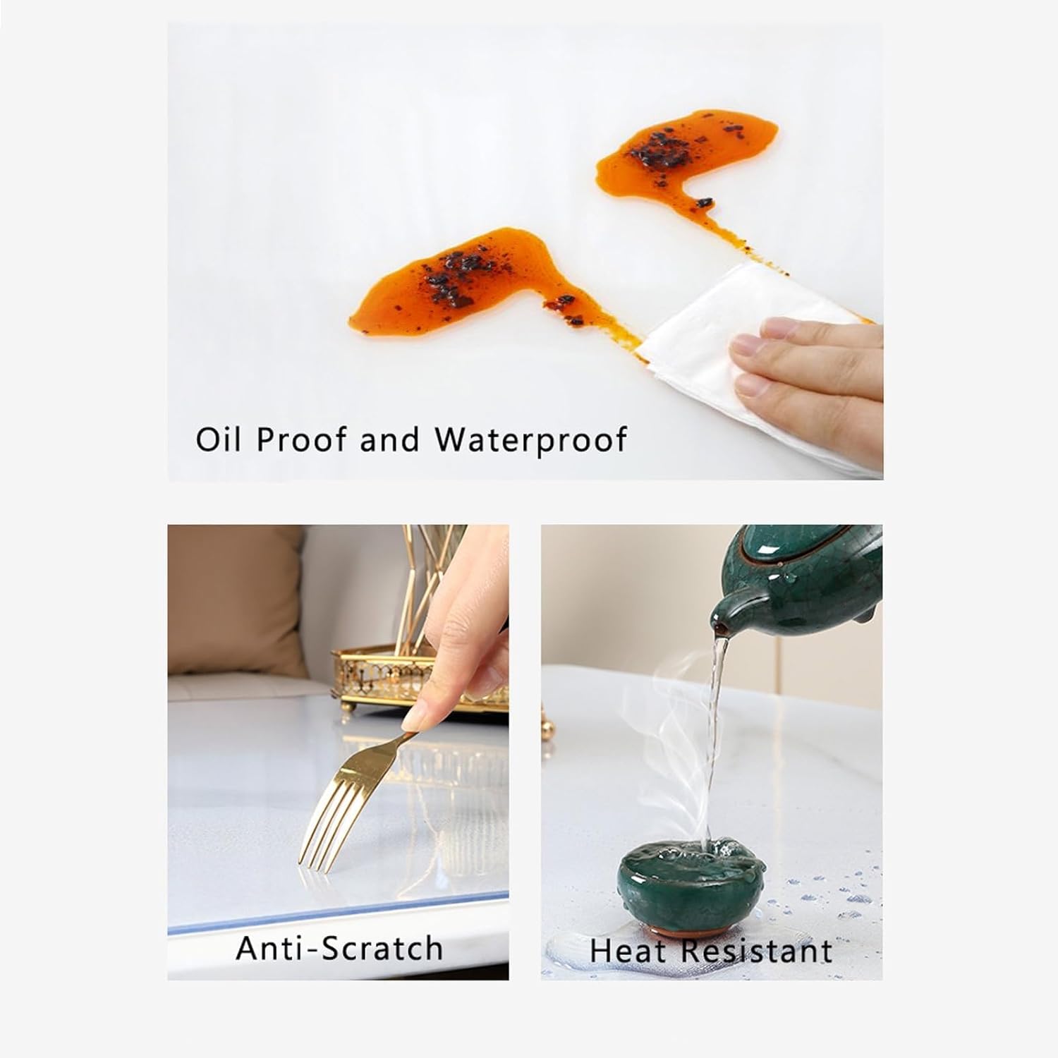 Clear PVC Tablecloths Table Cover, 1.5/2mm Oil Proof PVC Protector for Dining Table Office Desk,85 * 135cm,Clear 1.5mm