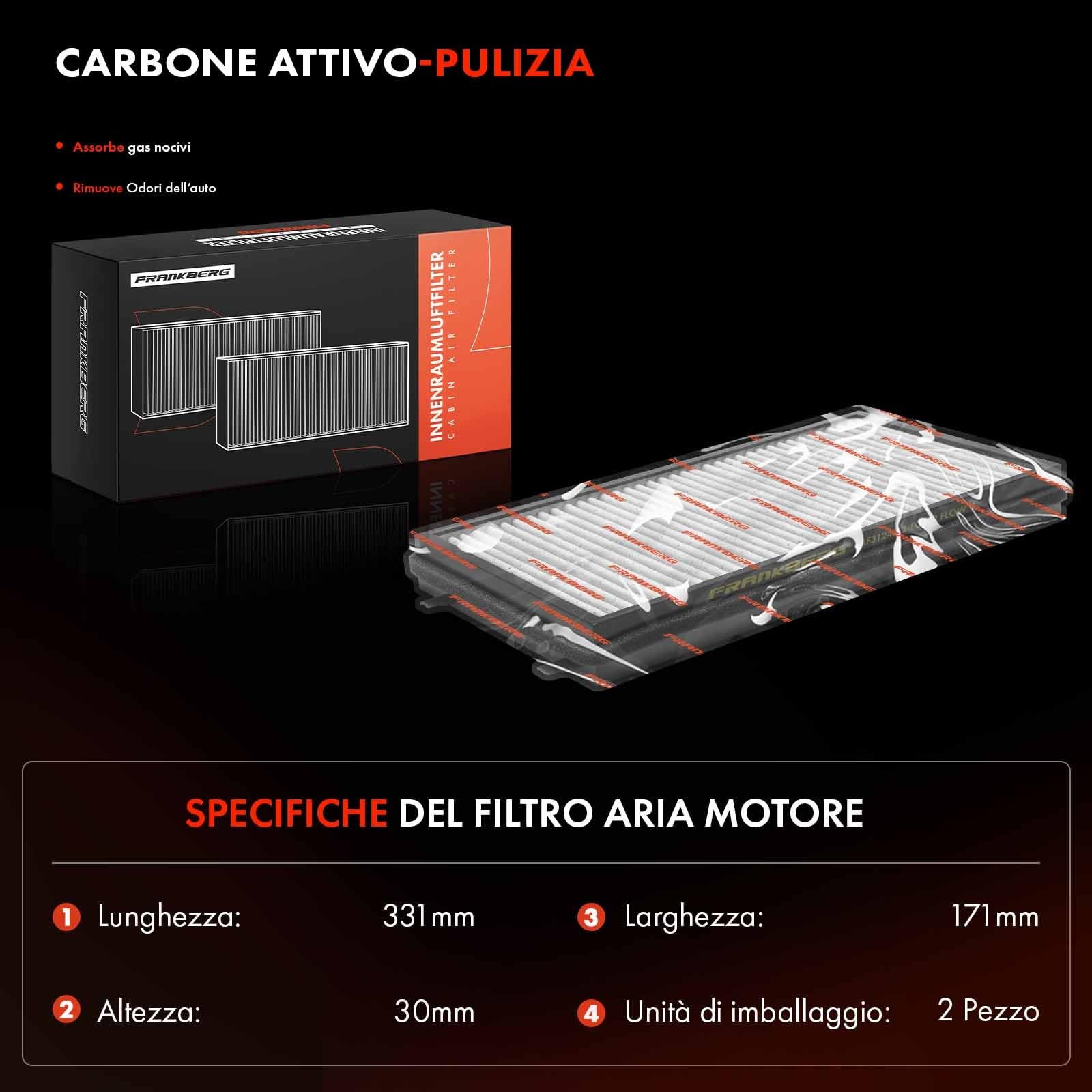 Frankberg filtri antipolline per abitacolo con carbone attivo LAK173 | Compatibile con: Phantom VII Coupé RR3, Serie 7 E65 E66 E67, Phantom VII Drophead Coupé RR2, B7 E65