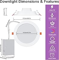 Vista 8 de Smart Recessed Lighting 6 Inch RGBCW Color Changing 16W LED Downlights with Junction Box,1350 Lumen Canless Wafer Recessed Ceiling Lights Work with