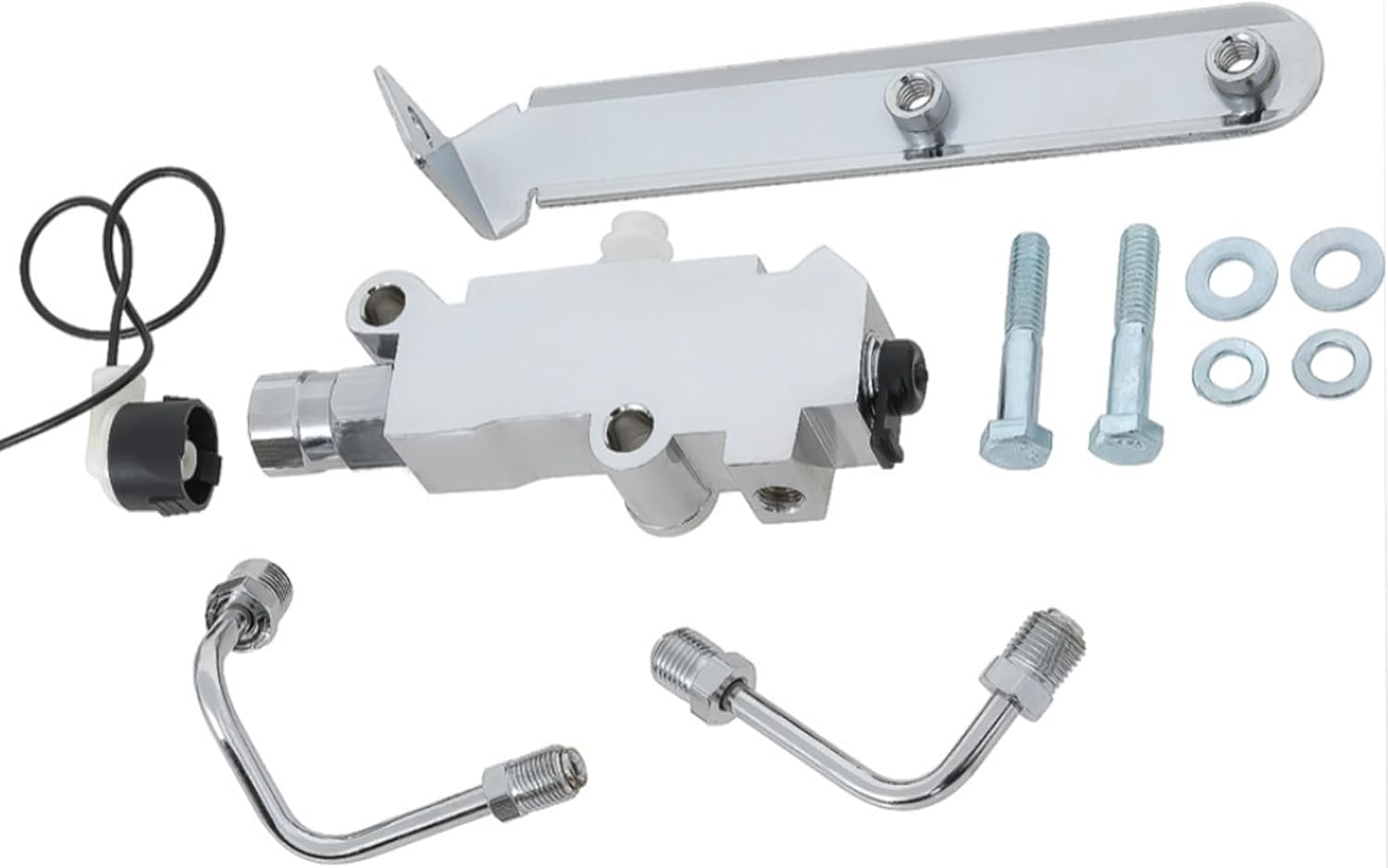 PV2 Chrome Brake Proportioning Valve Disc/Drum Disc Front Drum Rear Mount Bracket Connector Kit Fit for GM Chevy Classic Car & Truck, Replace Part 172-1353