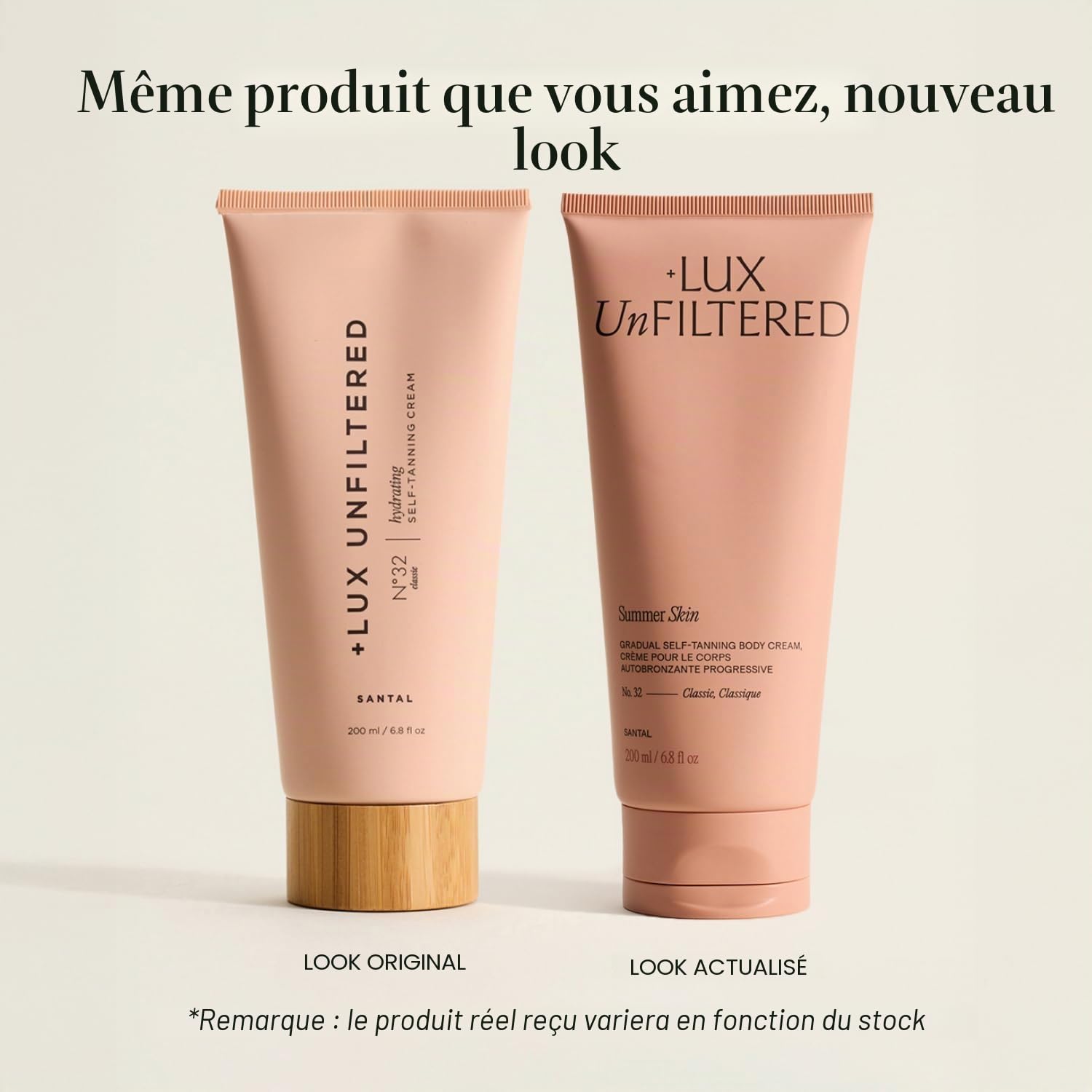 + Lux Unfiltered Santal N°32 Autobronzant Hydratant Graduel - Pas de gâchis, de traces ou de transfert Lotion autobronzante - Lotion autobronzante progressive (Santal)