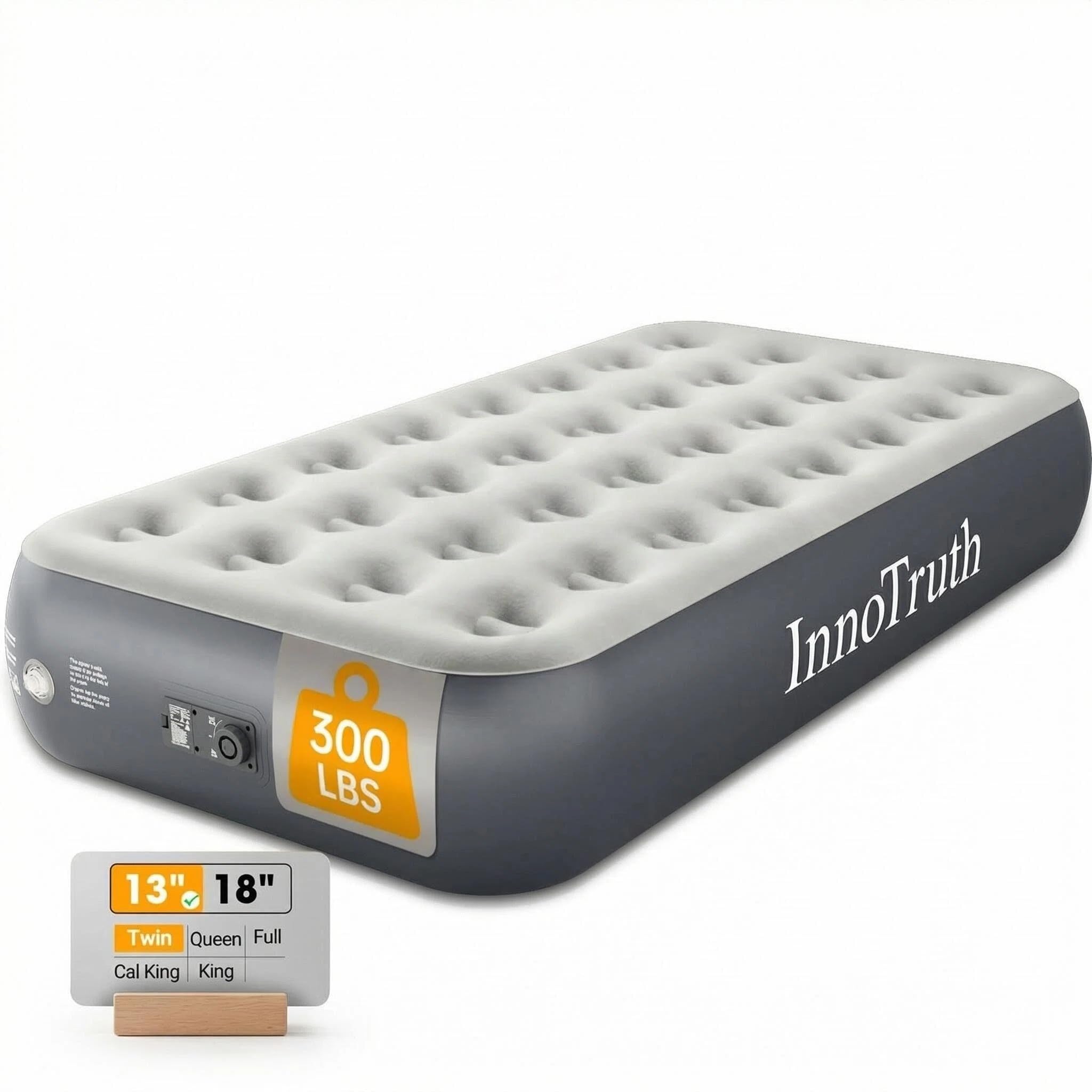 InnoTruth Twin Air Mattress with Built-in Pump, 13" Raised Comfort, Durable Inflatable Bed for Home & Guests, Easy Setup, Ideal for Travel & Camping, Dark Gray-image-37