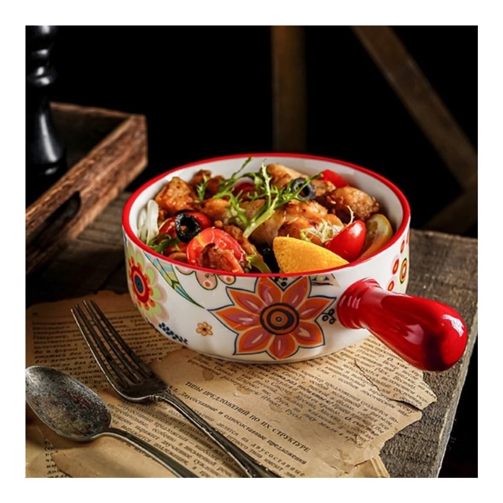 Naczynia do pieczenia 660 ml Nordic Countryside Kreatywna ceramiczna miska z jednym uchwytem do pieczenia ryżu w piekarniku