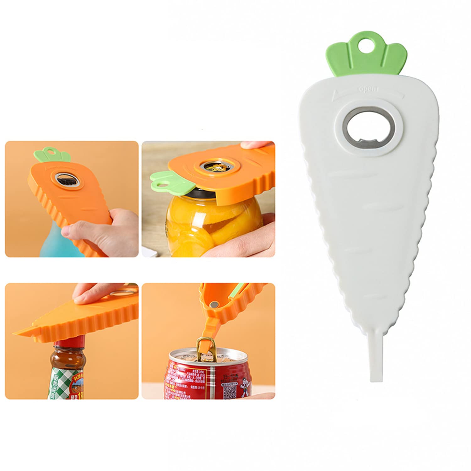 Multifunctional Bottle Opener Weak Hands Bottle Opener Kitchen for Cans and Beer Bottles Kitchen Tool for Unscrewing Lids Suitable for Children Elderly People (White)