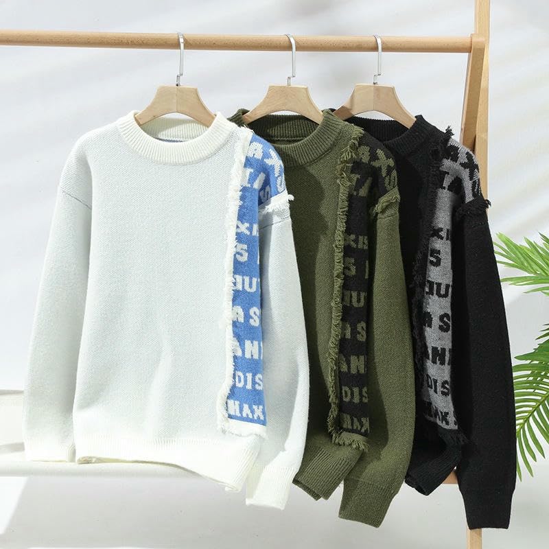 Pull en tricot pour homme avec coupe ample et col rond classique