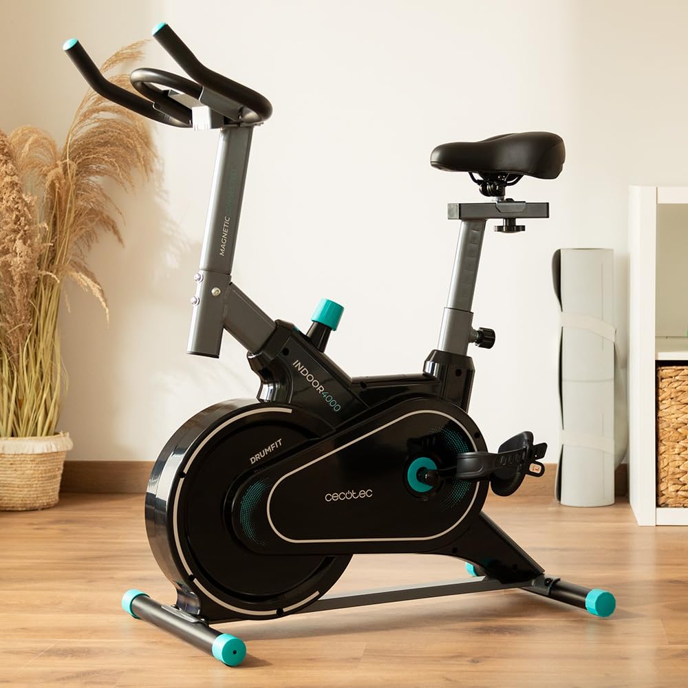 Cecotec Cyclette da Casa Drumfit Indoor 4000 Magnetic Connected | Volano d'Inerzia Da 4 kg, Resistenza Regolabile Manualmente, Regolazione Resistenza Automatica per Percorso, Dispositivi
