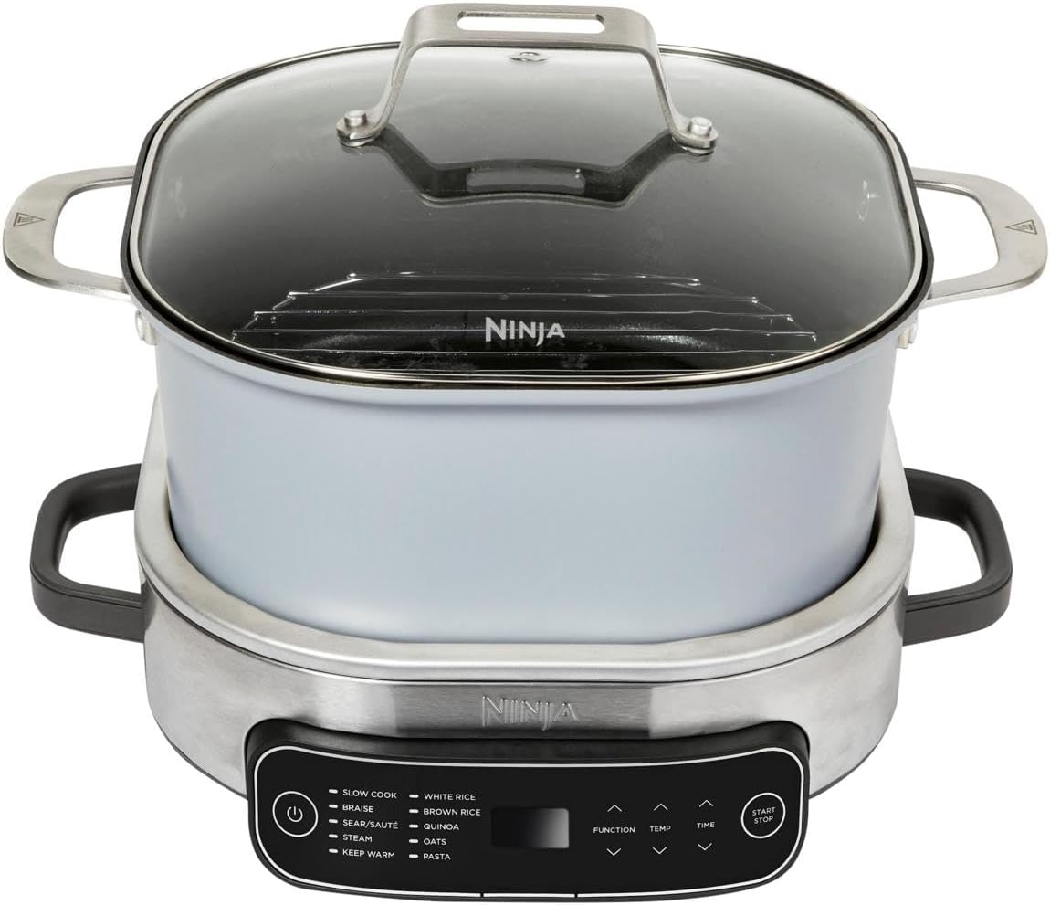 Ninja MC1101 Foodi Everyday Possible Cooker Pro, 8-in-1 Versatility, 6.5 QT, Replaces 10 Cooking Tools, Faster Cooking, Family-Sized Capacity, Adjustable Temp Control, Stone Purple (Renewed)