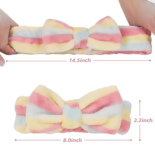 Miniatura 2 de TDHDIKE Diadema de spa con lazo para maquillaje facial (9 unidades), diadema suave para lavarse la cara, añade 5 bolsas de regalo, bonitos regalos