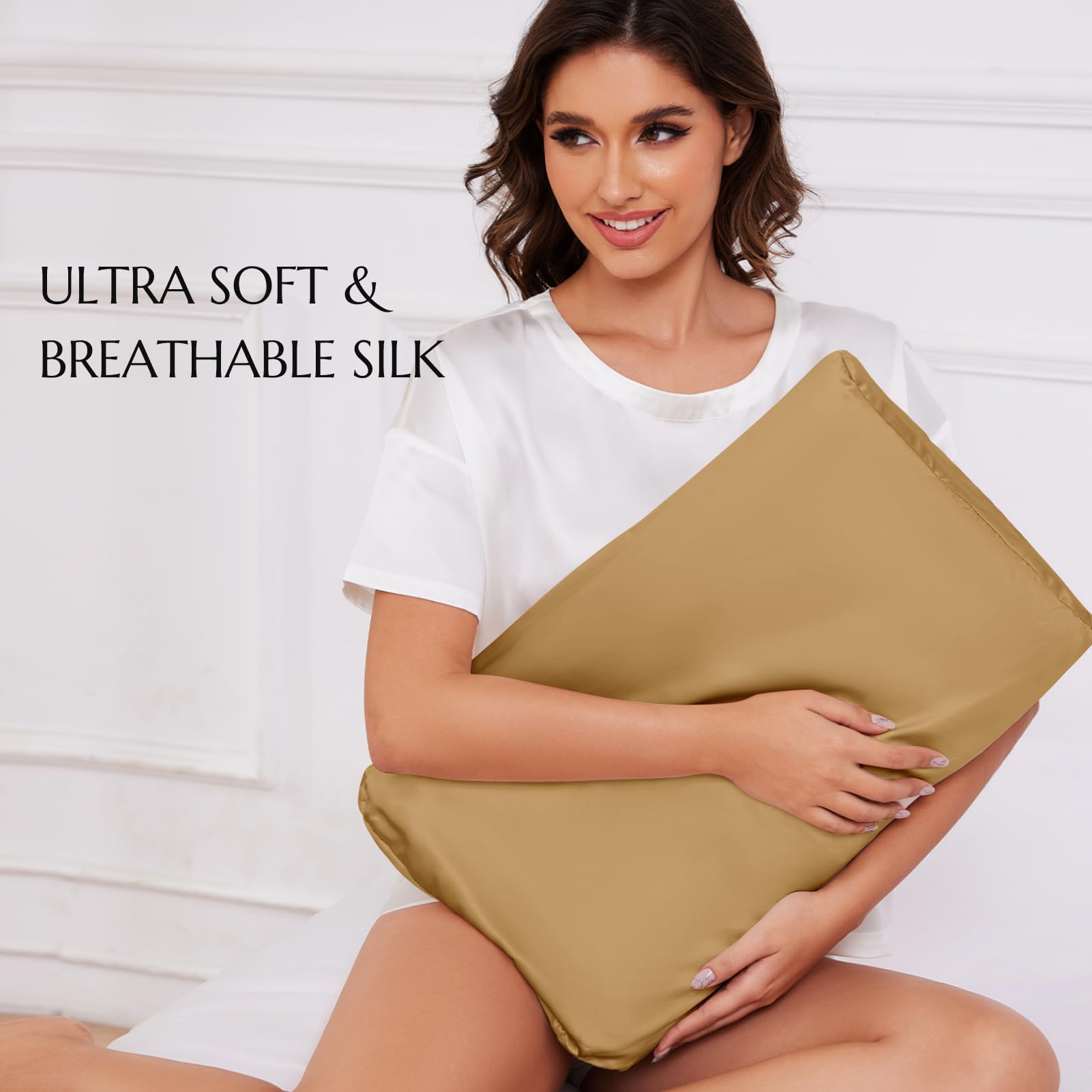THXSILK - Federa in 100% seta di gelso da 19 Momme per cuscino Contour Memory Foam, federa cervicale, confezione da 1 (50,8 x 30,5 x 9,9 cm/6,9 cm), colore: nero