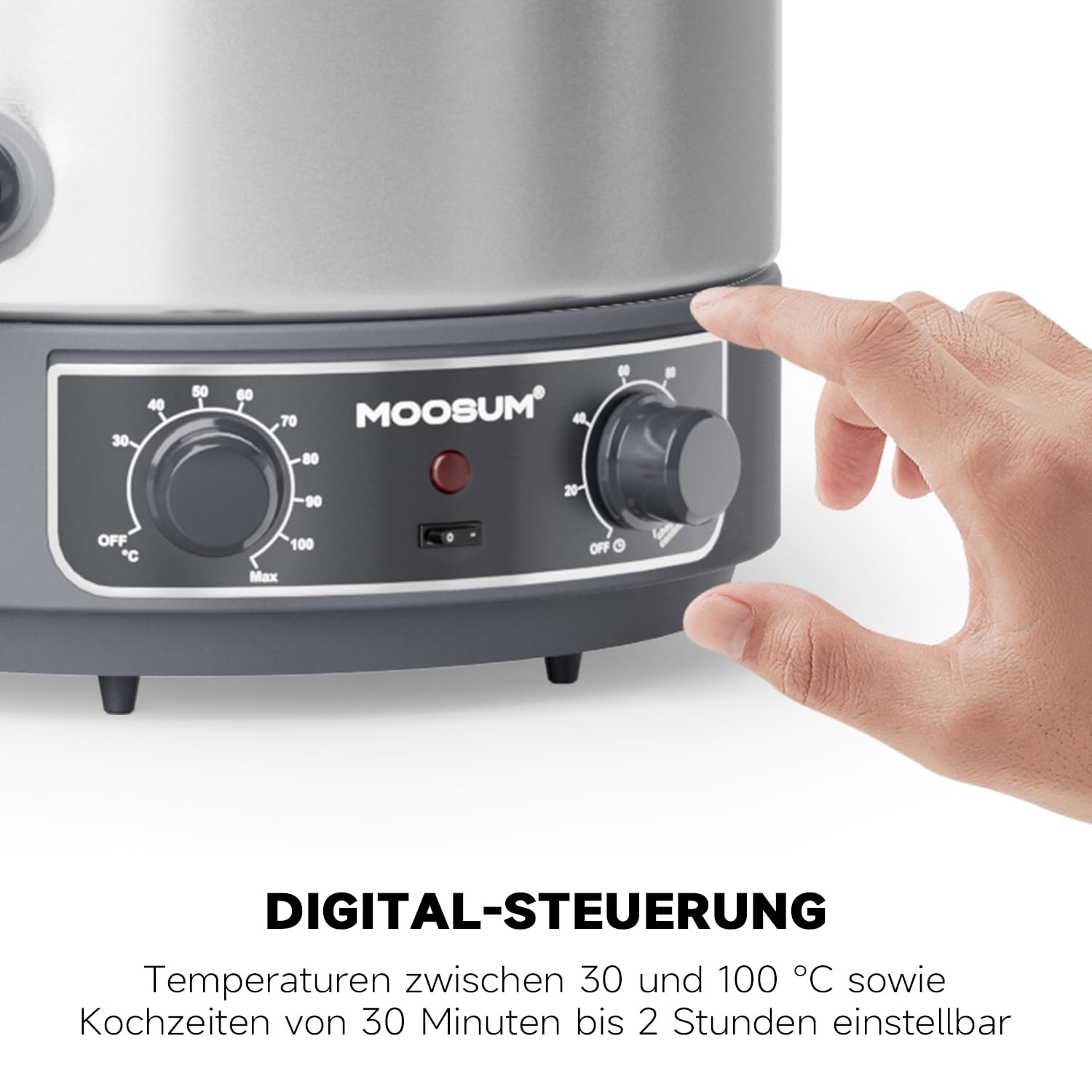 Einkochautomat mit Heißgetränkefunktion | 27 Liter Edelstahl 304 | Temperaturregelung 30-100°C | Timer (20-120 Min.) | Warmhaltefunktion & Überhitzungsschutz