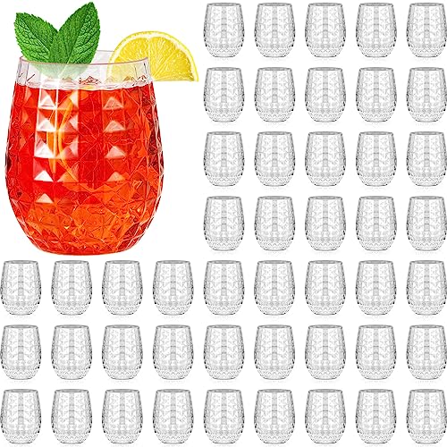 Ctosree 48 Set Tiki Pineapple Glasses 12 oz Plastic Cocktail Wine Glasses Hawaiian Tiki Cups Clear Stemless Reusable Pina Colada Cups Shatterproof Unbreakable Whiskey Mug for Tropical Bar Summer Party
