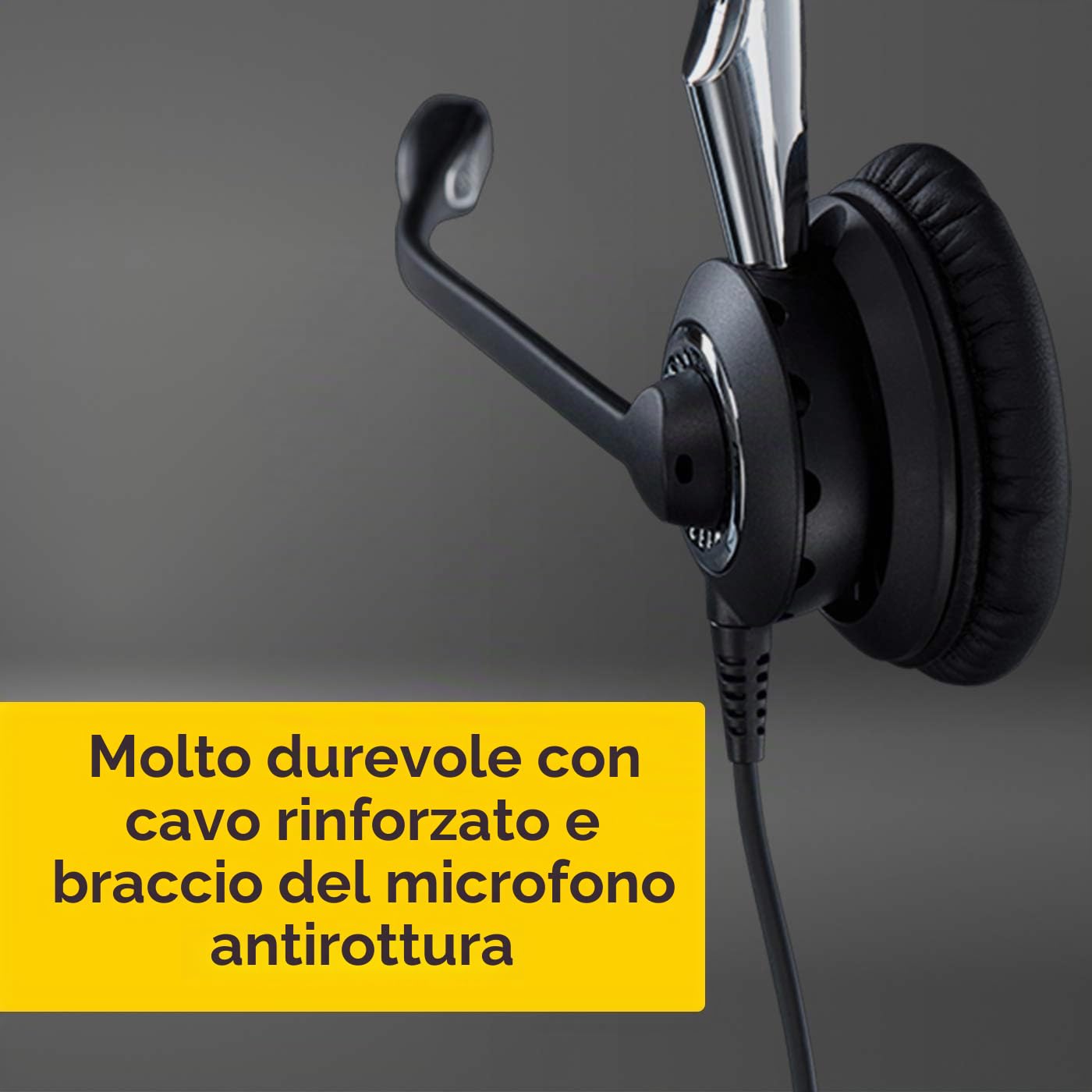Jabra Biz 2400 II USB-A BT MS Cuffie Mono On-Ear, Cuffie con Cavo e Cancellazione del Rumore, ottimizzate per Microsoft Skype for Business, Con Unità di Controllo vocale HD e Bluetooth