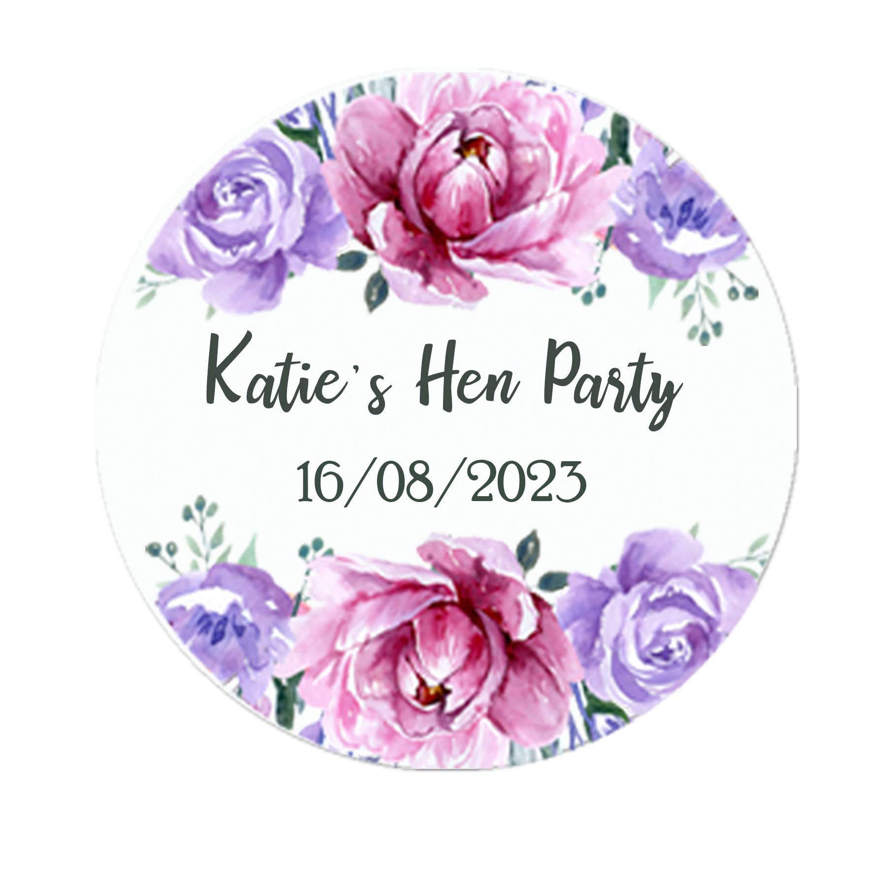 35 Personalised Floral Hen Party Bridal Shower Stickers - Thank You Sweet Cone Bags Favour Luxury (Purple)