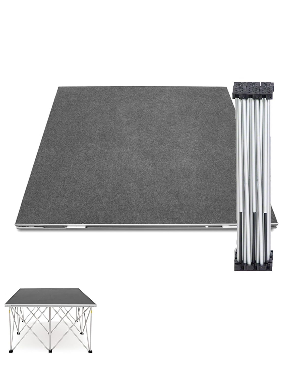Plateforme de scène portable avec rehausseur, système de scène modulaire connectable pour événements, 0,9 x 0,9 / 1,2 x 1,2 m, idéal pour les auditoriums scolaires, design durable