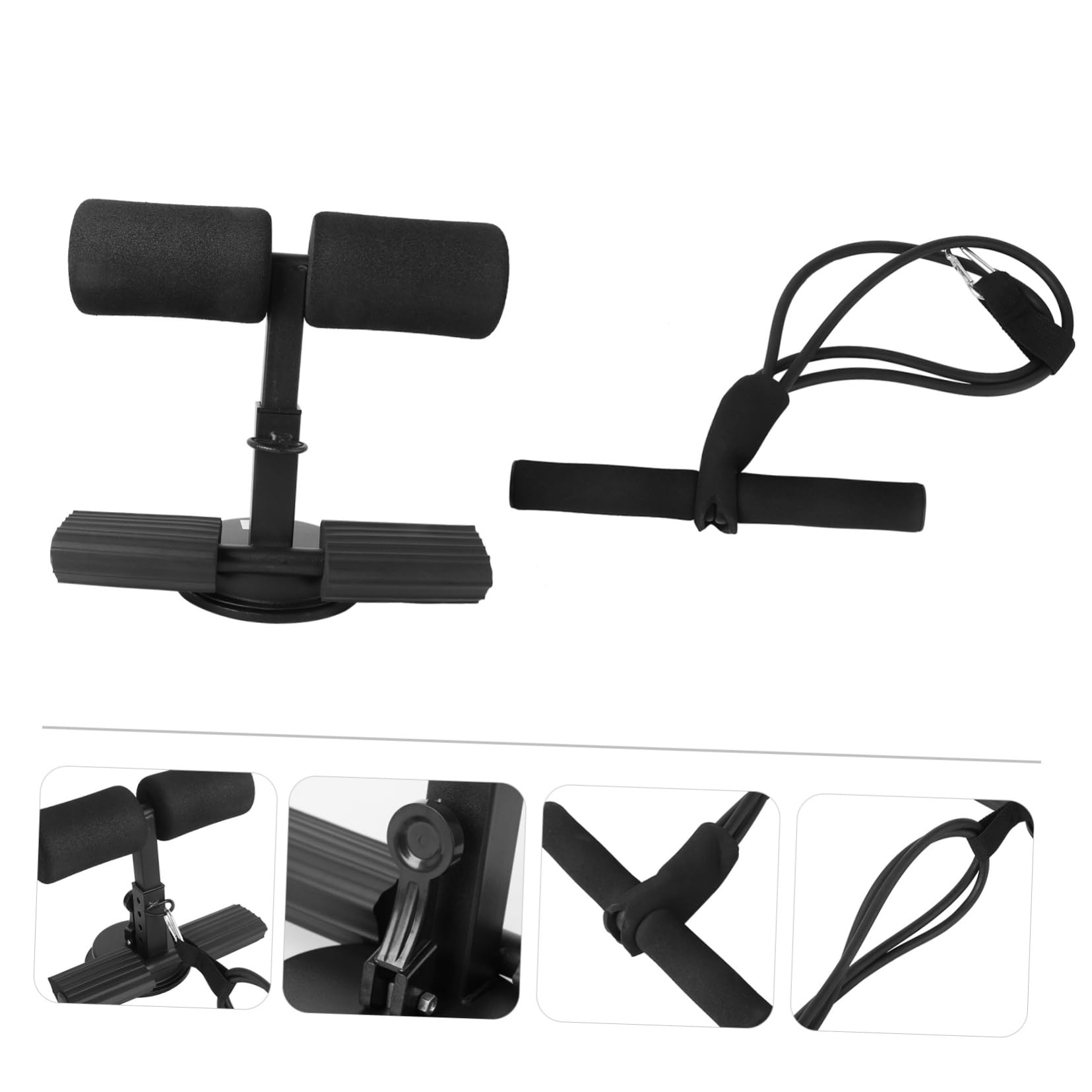 KICHOUSE Gym Equipment for Home Black Sit-Up Puller Sit-Up Aid Portable Spring Exerciser Muscle Training Tool