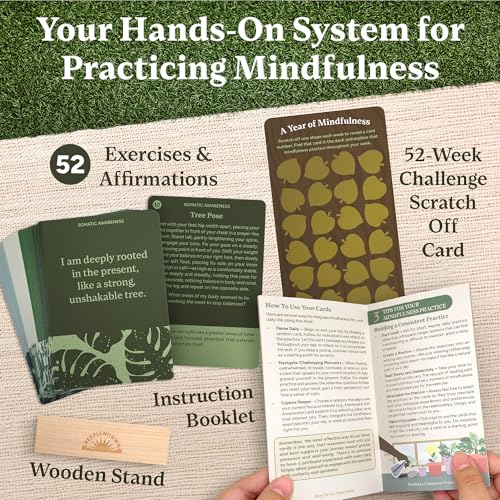 Image of 52 Mindfulness Cards - Simple Practices for Stress & Anxiety Relief, Emotional Regulation, and Mindful Living - Daily Self Care Exercises & Inspirational Affirmations for Calm, Relaxation, & Grounding