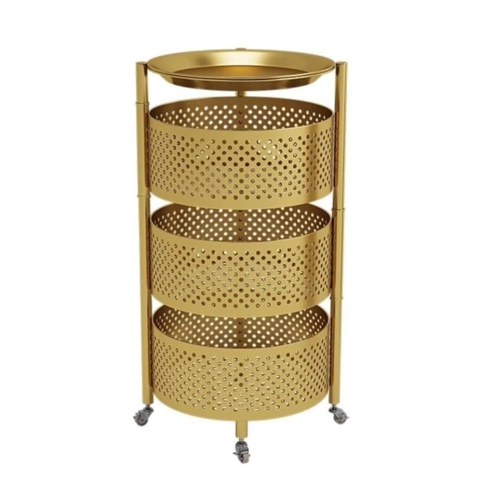 Rolling Kitchen Sto Cart - Carrello in metallo con ruote, design rotondo rotante, perfetto per vetables e frutta, multifunzione, per casa e cucina