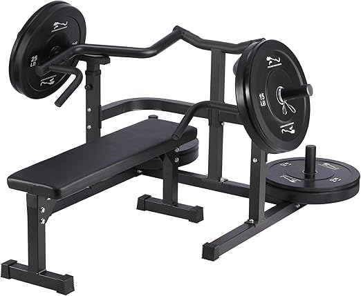 Chest Press Machine with Adjustable Flat Bench,Versatile Bench Press Rack for Home Gym,Bench Press Machine with Independent Converging Arms,Heavy-Duty Steel Structure with Smooth Bearings